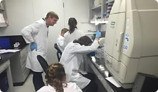 Lab personnel working in the facility